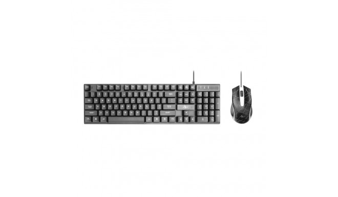 ART set wire keyboard USB A QWERTY with light + wire mouse USB A with light AK-50 black