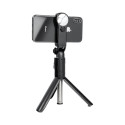 Combo selfie stick with tripod and remote control bluetooth with mirror black SSTR-11