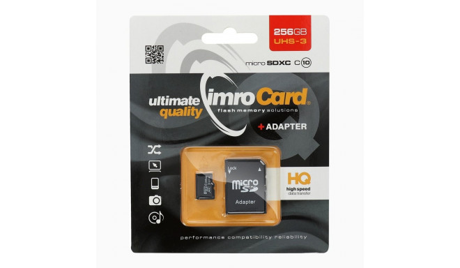 IMRO memory card microSD 256GB 100MB/s class 10 UHS 3 with adapter SD