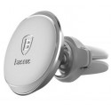 Baseus Car Holder magnetic with cable clip silver air ven White