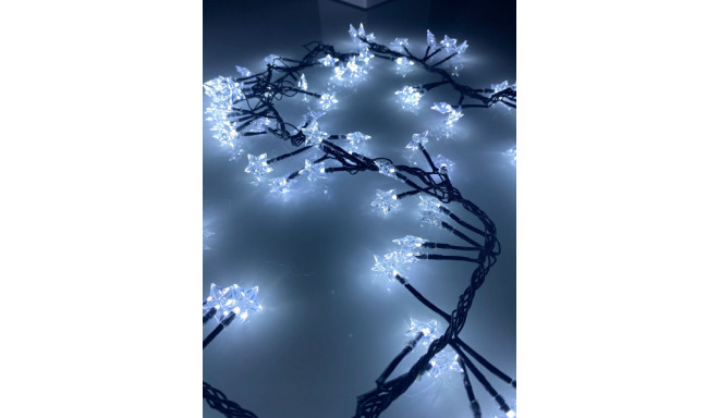 LED Christmas Indoor Chain with Stars / Cluster / Cold White / 300 LEDs / 8 Modes / 6.5m / IP44 / Co
