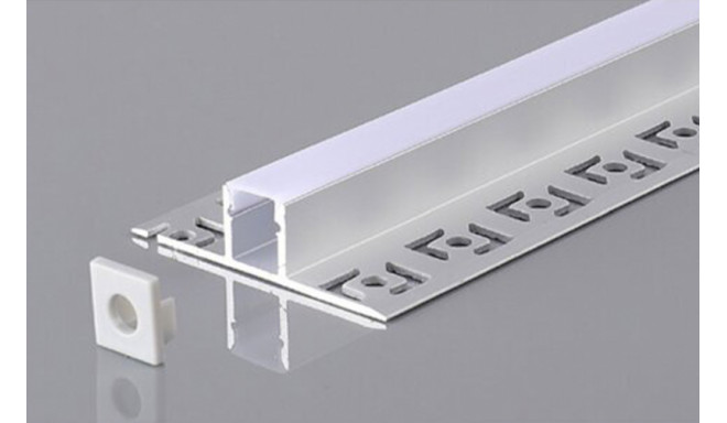 Built-in / flush-mounted anodized aluminum profile with frosted glass LED strip for plasterboard, ti