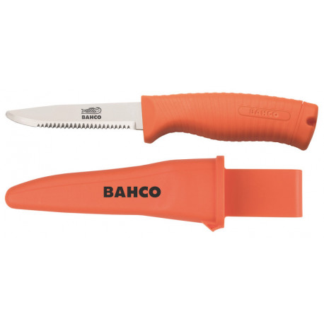 Bahco 1446-FLOAT floating rescue knife – serrated blade, blunt tip, fluorescent handle, corrosion-re
