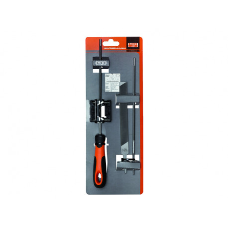 Chainsaw sharpening files set with filing guide (two round and one flat) 4,8mm with handle