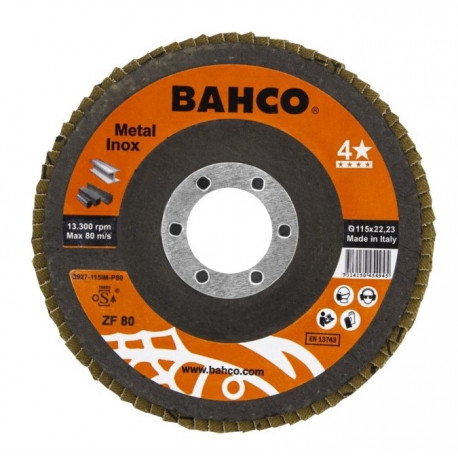 Bahco flap disc lamellketas sirge INOX+Fe T42 P40 – 125x22.23 mm, multi-layer fibre backing, stainle