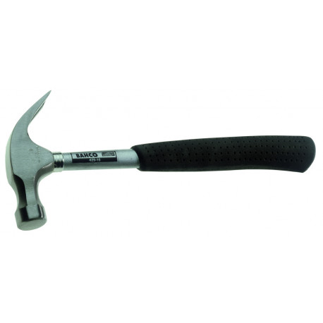 Bahco claw hammer 429-8 – 230g round polished head, tubular manganese steel handle, soft rubber grip