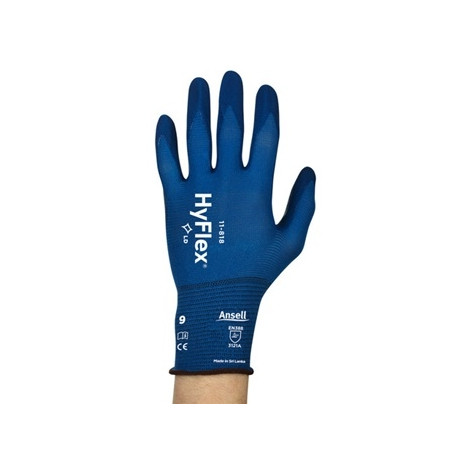 Safety gloves Ansell HyFlex 11-818, size 11. Thin Nylon, spandex. Foam nitrile palm dipped. (12pcs)