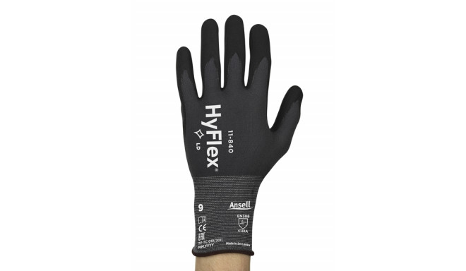 Safety gloves Ansell HyFlex 11-840, size 7. Nylon, spandex. Foam nitrile palm dipped. Retail pack