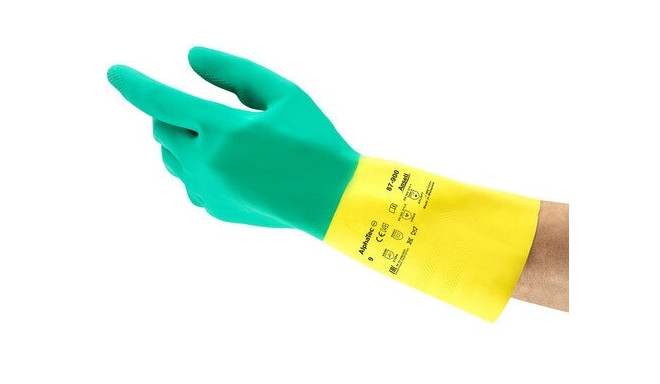 Safety chemical gloves Ansell AlphaTec 87-900, length 325mm, yellow/green, size 8