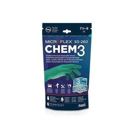 Ühekordsed nitriilist ja lateksist kindad Ansell Microflex 93-260, 0,22mm, 6tk, suurus M (7.5-8)