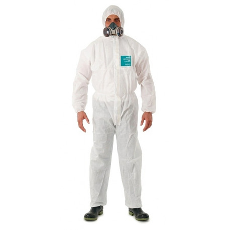 Ansell alphatec 1800 disposable protective coverall – type 5/6 certified, microporous breathable fab