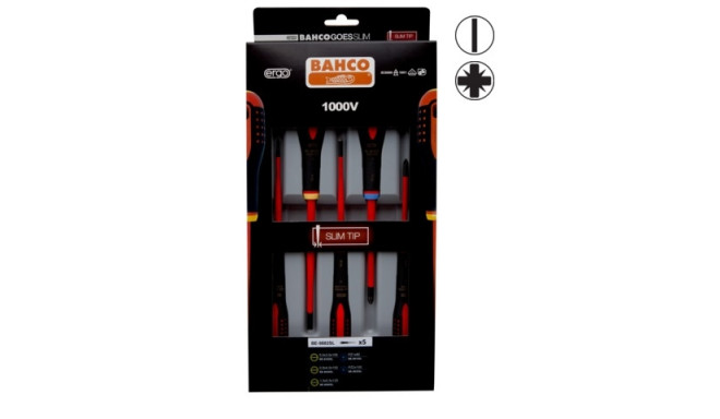 Insulated screwdriver set ERGO™ slim 5 pcs - PZ1/2; SL3,0/4,0/5,5 - 1000V VDE