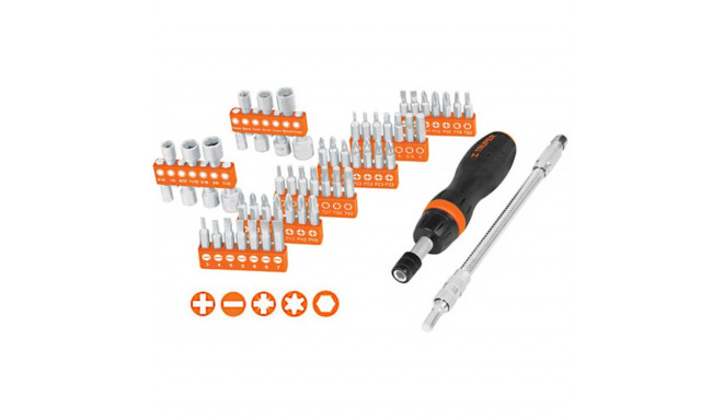 Ratcheting screwdriver & bits set 58pcs Truper®