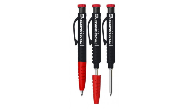 Markal Trades Marker+ Dry 2in1 – dual-function graphite and deep hole marker, refillable 2.8mm leads