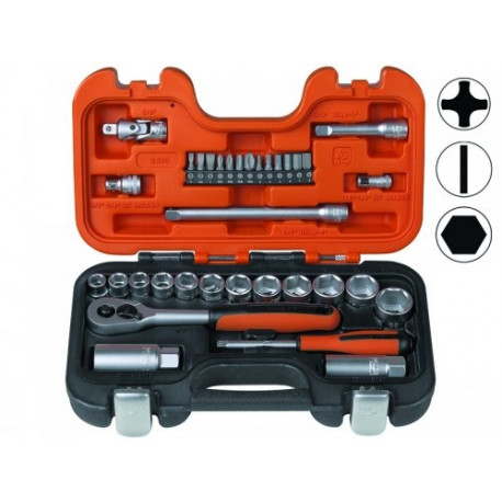 Bahco S330 padrunite komplekt – 33 osa, 1/4" ja 3/8" Dynamic-Drive™ profiil, kroomvanadium, matt, HD