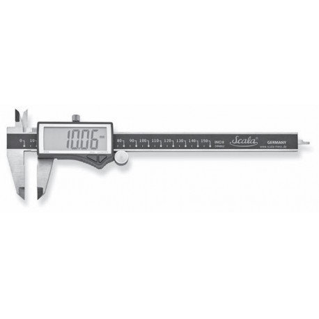 Scala digital caliper 230.212-x – 150mm measuring range, 40mm jaw length, chromium plated steel, 0.0