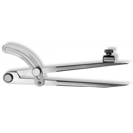 Steel compass with pencil holder – 150mm radius, model 482, hardened tips, riveted joints