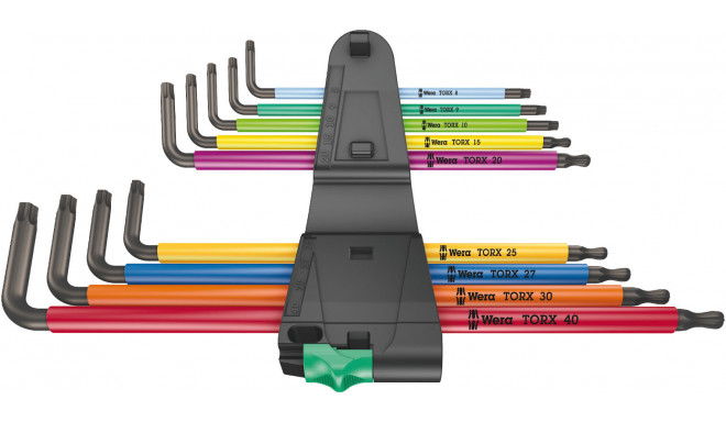 Wera TORX® L-võtmete kmpl T8-T40 9 osa, Multicolour, BlackLaser, kuulpea 967/9 TX XL