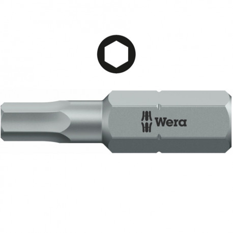 Wera 840/1 Z Hex-Plus tamper-proof BO bit – 9/64" tip, 25mm blade, 1/4" hex shank, tough viscous mat