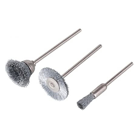 Miniature brushes set for drill 3pcs, 2.3mm shank