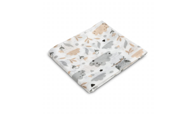 MUSLIN SWADDLE BLANKET OWLS, 70x80