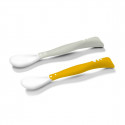 BabyOno plastic spoons for babies 2 pcs. grey-yellow, 1066/05