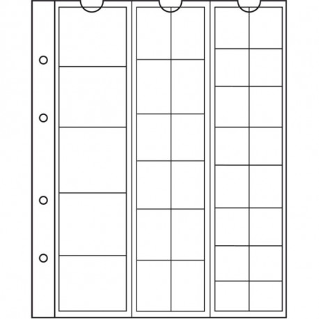 Vaheleht müntidele 5x d34,12x d25,16x d17mm NUMIS MIX 323010, 5 lehte pakis, valge taust, Leuchtturm