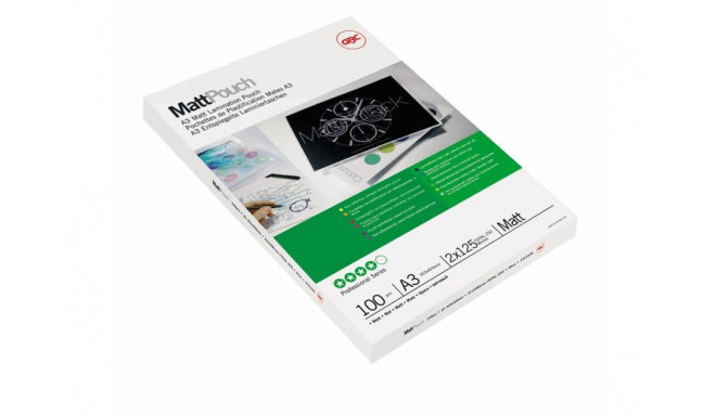 Lamineerimiskile A3 125mic MATT, GBC Matt Laminating Pouches,100 A3 kile pakis