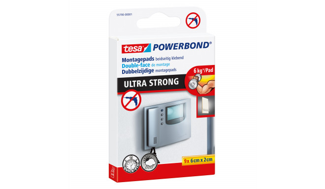 Kinnitusribad Tesa Powerbond Ultra Strong, 6x2cm, 9tk, kuni 6kg