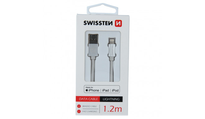 Swissten MFI Textile Fast Charge 3A Lightning Data and Charging Cable 1.2m