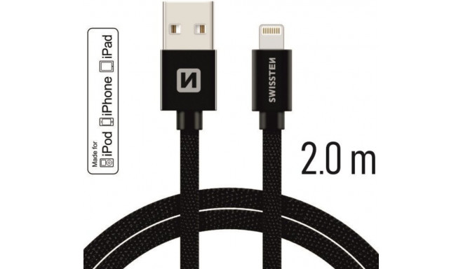 Swissten MFI Textile Fast Charge 3A Lightning Data and Charging Cable 2.0m