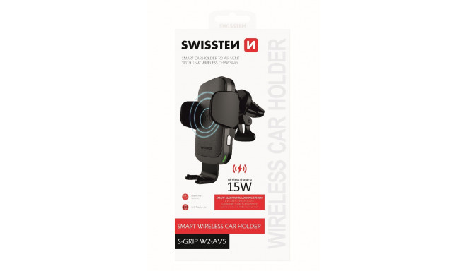 Swissten W2-AV5 Air Vent Car Holder With 15W  Wireless Charging + Micro USB Cable 1.2m