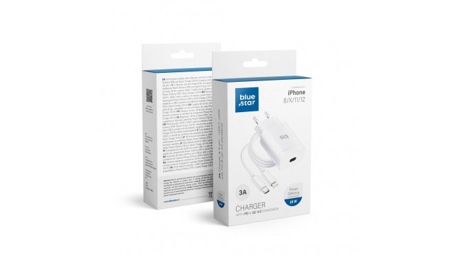 BLUE STAR travel charger Type C + cable Type C to Lightning PD QC4.0 3A 18W TFK-TC-1099C white