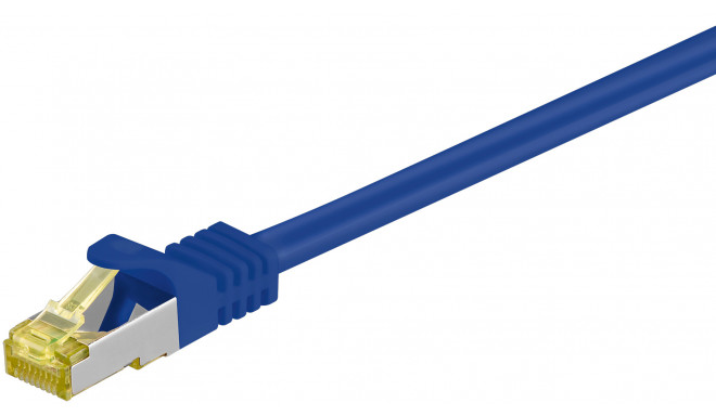 RJ45 Patch Cord CAT 6A S/FTP (PiMF), 500 MHz, with CAT 7 Raw Cable, blue