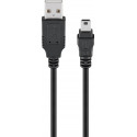 USB 2.0 kaabel A - Mini B 0.3m, must