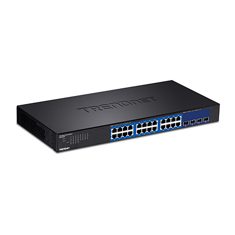 28-Port Web Smart Switch with 24 x Gigabit ports and 4 x 10G SFP+ (10-Gigabit) slots