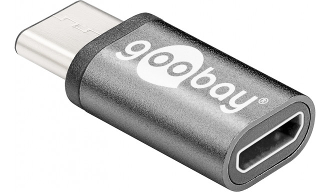 Üleminek USB-C (M) - USB 2.0 Micro B (F), must metallik