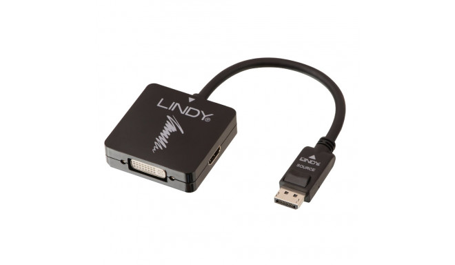 Üleminek Displayport (M) - HDMI (F), VGA (F), DVI-D (F) 4K@30Hz 0.15m (korraga töötab üks väljund), 