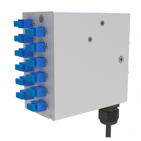 Din Rail box loaded with 12 x SC Simplex Multi Mode - Heat shrink type