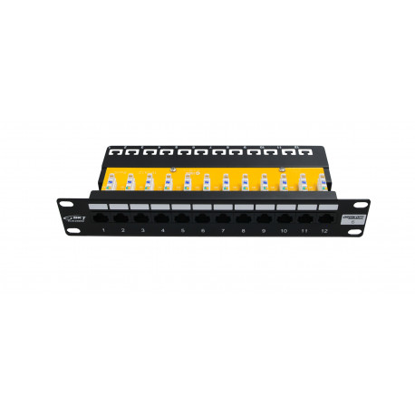 Paneel RJ45 Cat6 12 port varjestamata 10 tolli must