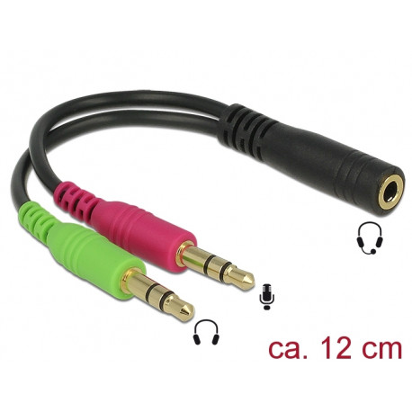 Adapter 3.5mm (F) 4pin - 2x3.5mm (M) 3pin 0.12m, CTIA, must