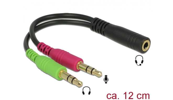 Adapter 3.5mm (F) 4pin - 2x3.5mm (M) 3pin 0.12m, CTIA, must