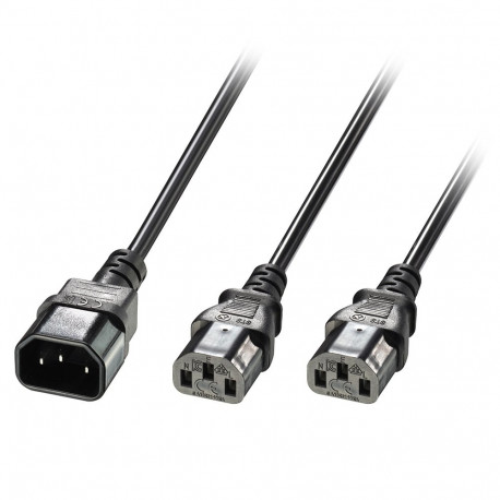 1m Y Extension Cable IEC C14 to 2 x IEC C13