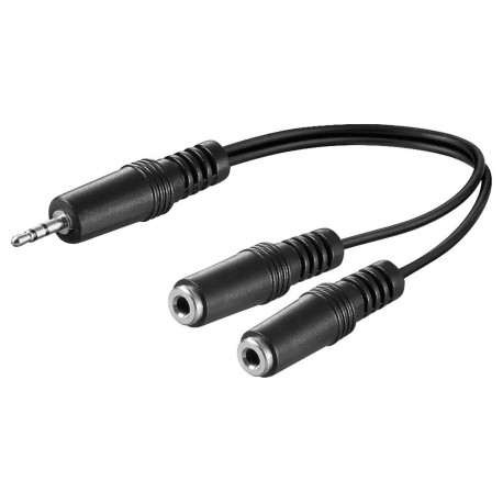 3.5 mm audio Y cable adapter; 1x male to 2x female mono