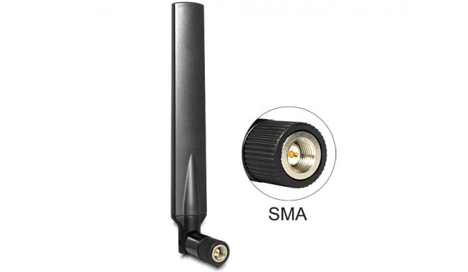 Delock LTE Antenna SMA plug 1 - 4 dBi omnidirectional with tilt joint black