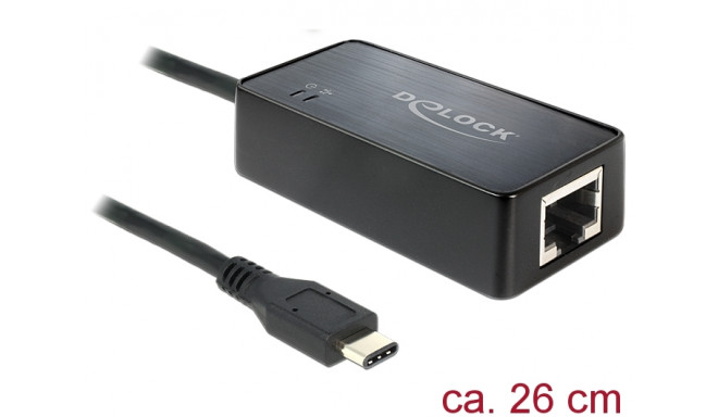 Delock Adapter SuperSpeed USB (USB 3.1 Gen 1) with USB Type-C™ male > Gigabit LAN 10/100/1000 Mbps