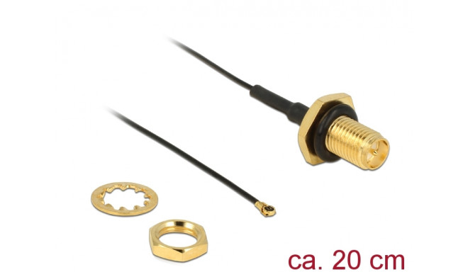 Delock Antenna Cable RP-SMA jack bulkhead to MHF® 4 plug 0.81 20 cm thread length 9 mm splash proof