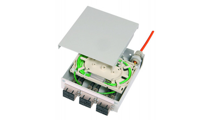 FO DIN-rail karp 6xSC duplex multimode adapteritega splice cassette, pigtail 12xSC OM3