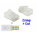 Modularpistik RJ45 Cat6 varjestamata, läbivate soontega, saab pigistada tavatangidega