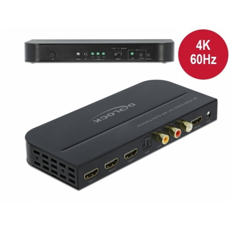 Ultra HDMI switch, 3 sisse/ 1 välja, 4K@60 Hz, (heli eraldaja hdmi-st), ARC tugi